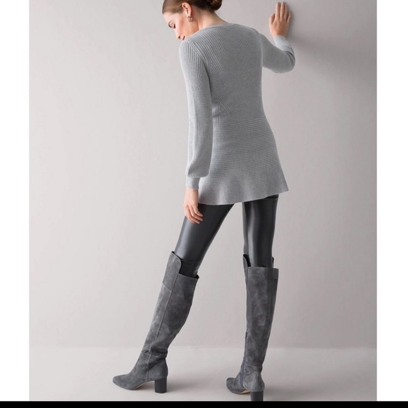 White House Black Market GRAY Button knit ribbed STRUCTURED CARDIGAN Sweater XS - Picture 2 of 11